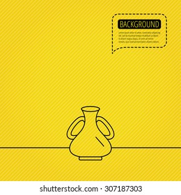 Vase icon. Decorative vintage amphora sign. Speech bubble of dotted line. Orange background. Vector