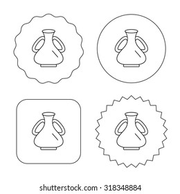 Vase icon. Decorative vintage amphora sign. Flat circle, star and emblem buttons. Labels design. Vector