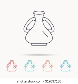 Vase icon. Decorative vintage amphora sign. Linear icons on white background. Vector