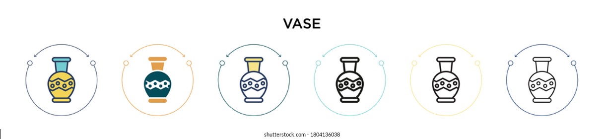 Vase icon in filled, thin line, outline and stroke style. Vector illustration of two colored and black vase vector icons designs can be used for mobile, ui, web