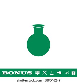 Vase icon flat. Green pictogram on white background. Vector illustration symbol and bonus button