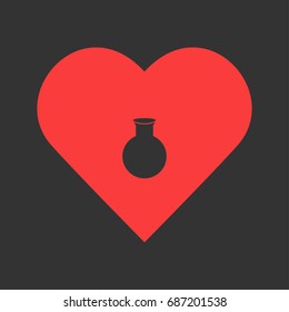 Vase icon flat. Simple pictogram on heart background. Vector illustration symbol
