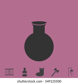 Vase icon flat. Simple vector grey pictogram and bonus symbol