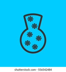 Vase icon flat. Simple vector black pictogram on blue background