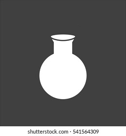 Vase icon flat. Vector white illustration isolated on black background. Flat symbol