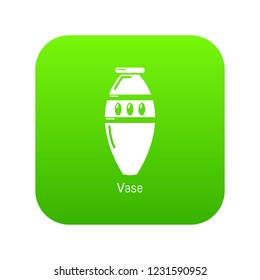 Vase icon green vector isolated on white background