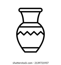 Vase Icon. Line Art Style Design Isolated On White Background