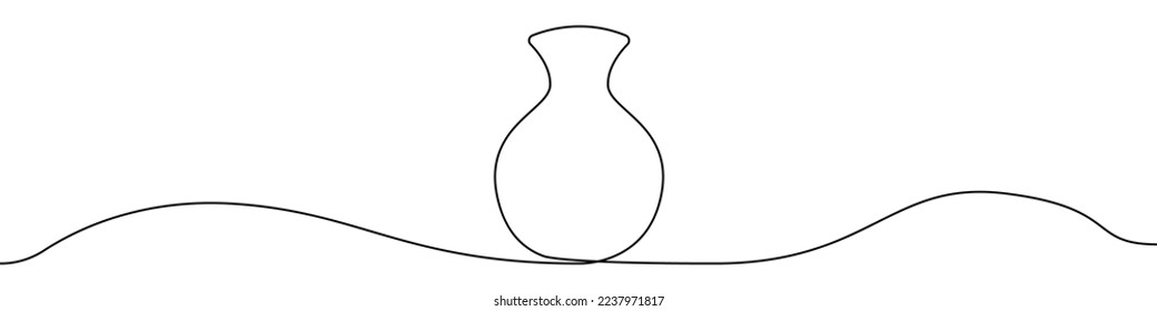 Vase el vector de dibujo continuo de la línea de icono. Fondo vectorial de un icono de jarrón de una línea. icono de jarrón. contorno continuo del icono de un jarrón.