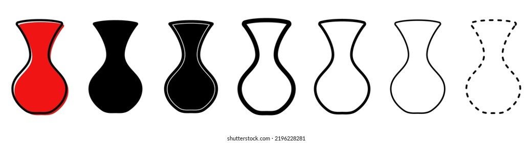 Vase icon. Vase logo. Set of different icons of vases. Vector illustration.