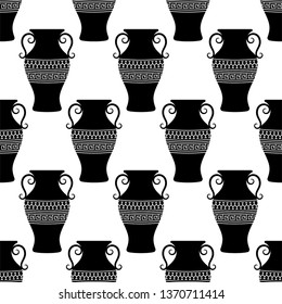 Vase Icon Seamless Pattern, Flower Vase Icon Vector Art Illustration