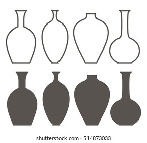Vase icon set. Abstract vases on white background. EPS 10. Vector illustration