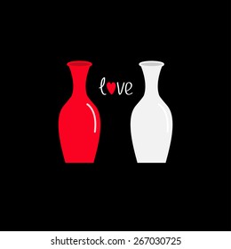 Vase  icon set Ceramic Pottery Glass Flower Love Flat design Vector illustration