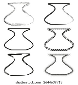 Vase icon set. Decorative outline shape. Abstract vector form. Curved symmetry figure.