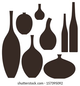 Vase. Icon set. Isolated vases on white background. Vector illustration