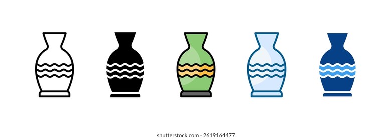 Vase Icon Set Multiple Style Collection