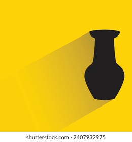 Icono de jarrón con sombra sobre fondo amarillo