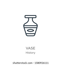 Vase icon. Thin linear vase outline icon isolated on white background from history collection. Line vector sign, symbol for web and mobile