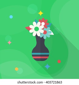 Vase icon , Vector flat long shadow design.