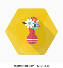 Vase icon , Vector flat long shadow design.