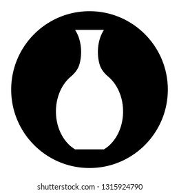 Vase icon vector on black circle. White background