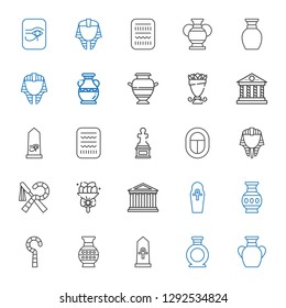 vase icons set. Collection of vase with egypt, parthenon, bouquet, egyptian, sculpture. Editable and scalable vase icons.
