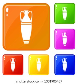 Vase icons set collection vector 6 color isolated on white background