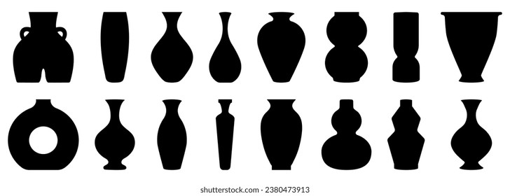 Vase icons set. Contemporary art for home decor. Vector illustration isolated on white background
