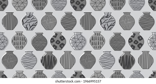 Vase-Vektorhintergrund. Nahtloses Muster. Vektorgrafik.