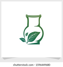 vase and leaf logo design vector