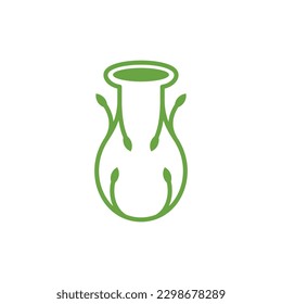 Vase leaf nature line creative logo
