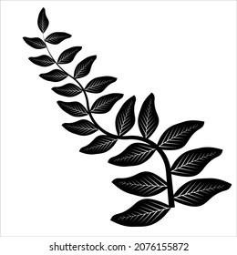 Vase leaves icon vector. Sketch vintage design, Abstract background base, Leaves and branches vector seamless pattern. Black brush leaves, Black branch modern ornament, ink texture 