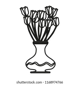Vase line icon isolated on white background. Outline thin flower pottery vector.