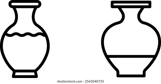 "Vase Line Icons: Elegant Vector Set for Home Decor and Art Designs"