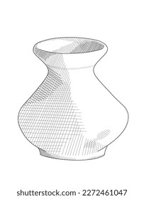 Vase linear vector drawing. Art of sculpture objects for the exhibition of classical and contemporary painting, music. Hand illustration, plaster sculpture. Drawings for poster. 