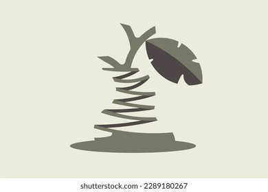 vase logo or pot logo with beautiful leaf 