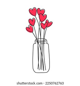 Vase of love outline hand drawn vector illustration isolated on white background