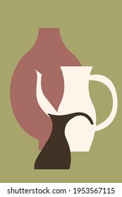 Vase  minimalist pattern background. Abstract  boho vase silhouette for nursery wall decor, home decor shop flyer,  contemporary poster etc