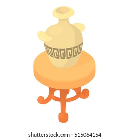 Vase on table icon. Cartoon illustration of vase on table vector icon for web