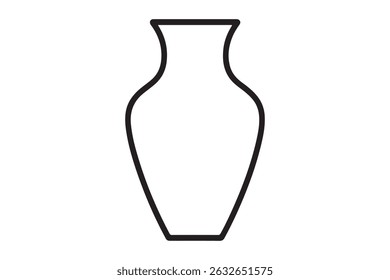 Vase outline isolated on white background in simple minimalist style
