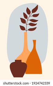 Vase pattern background. Abstract minimalist boho vase pattern for design summer travel poster, seaside city resort advertising, summer party card or t shirt print etc