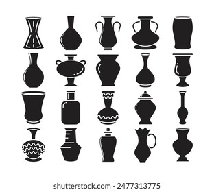 vase and pitcher icons set illustration