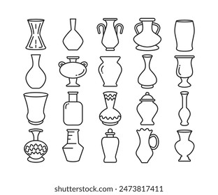 vase and pitcher icons set vector illustration