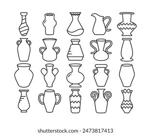vase and pitcher icons set vector illustration