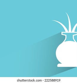 vase of plant in blue background, flat and shadow design