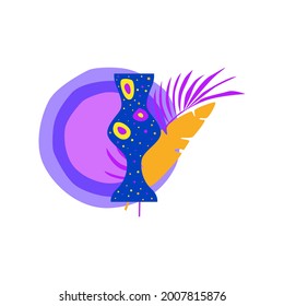 Vase and plant branch. Abstract minimalist boho poster or t shirt design template 