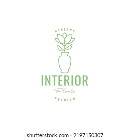 vase plant with flower decorative minimalist logo design