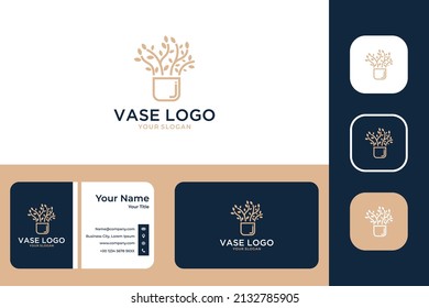 vase plant logo design and business card