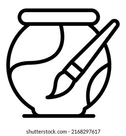 Vase el vector de contorno del icono de pintura de la alfarería. Cerámica de arte. Creación de escuelas