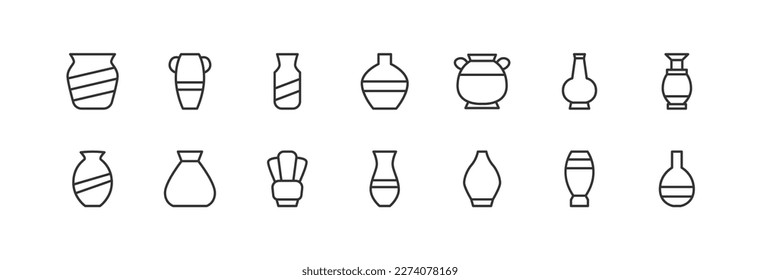 vase premium line icons. Pack of outline objects for web and UIUX design. Icon collection