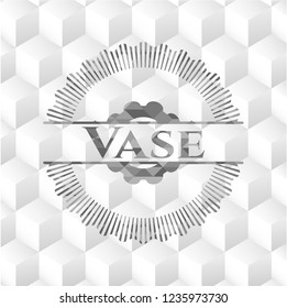 Vase realistic grey emblem with geometric cube white background